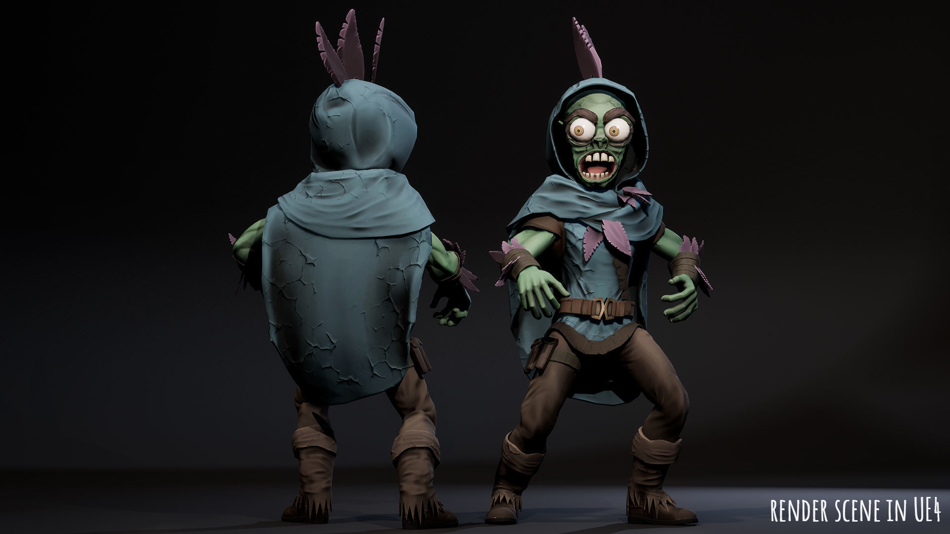 Stylized male Zombie 1 Low-poly 3D model_17