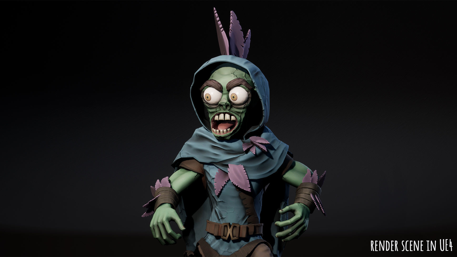 Stylized male Zombie 1 Low-poly 3D model_10
