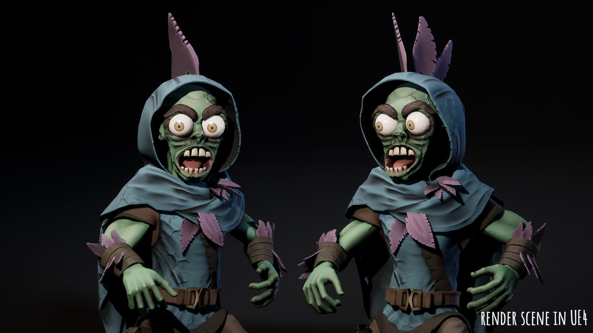 Stylized male Zombie 1 Low-poly 3D model_14