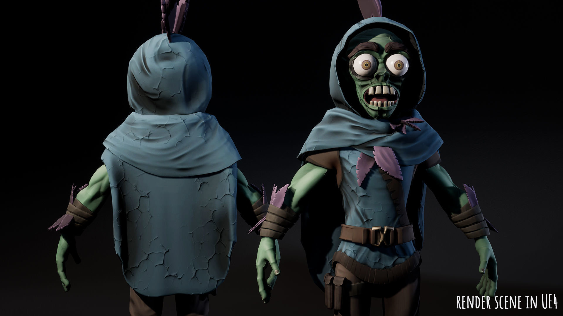 Stylized male Zombie 1 Low-poly 3D model_4