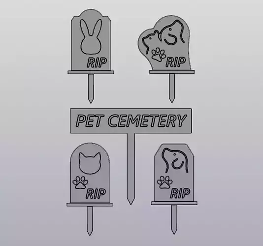 Set 5 models Pet cemetery Planter decoration 3D print model