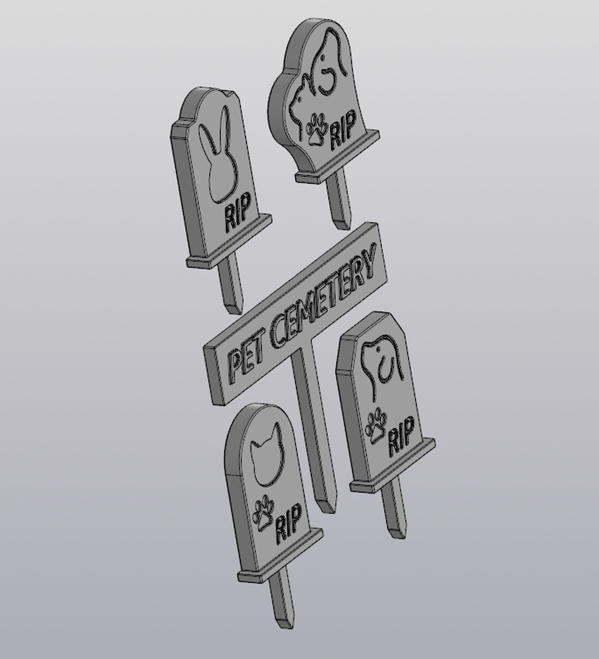 Set 5 models Pet cemetery Planter decoration 3D print model_1