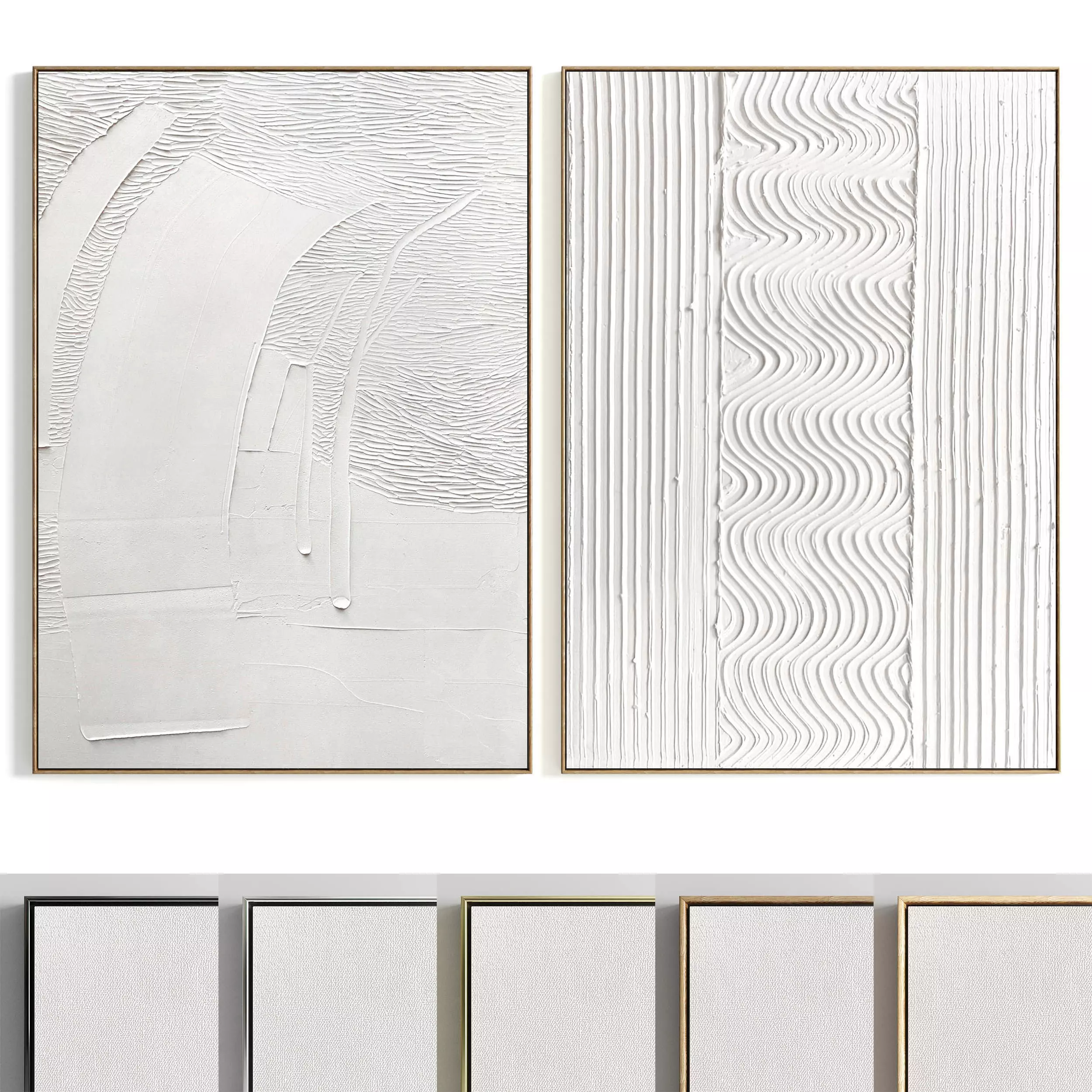 Plaster Two Photo Frame 375 Low-poly 3D model_0