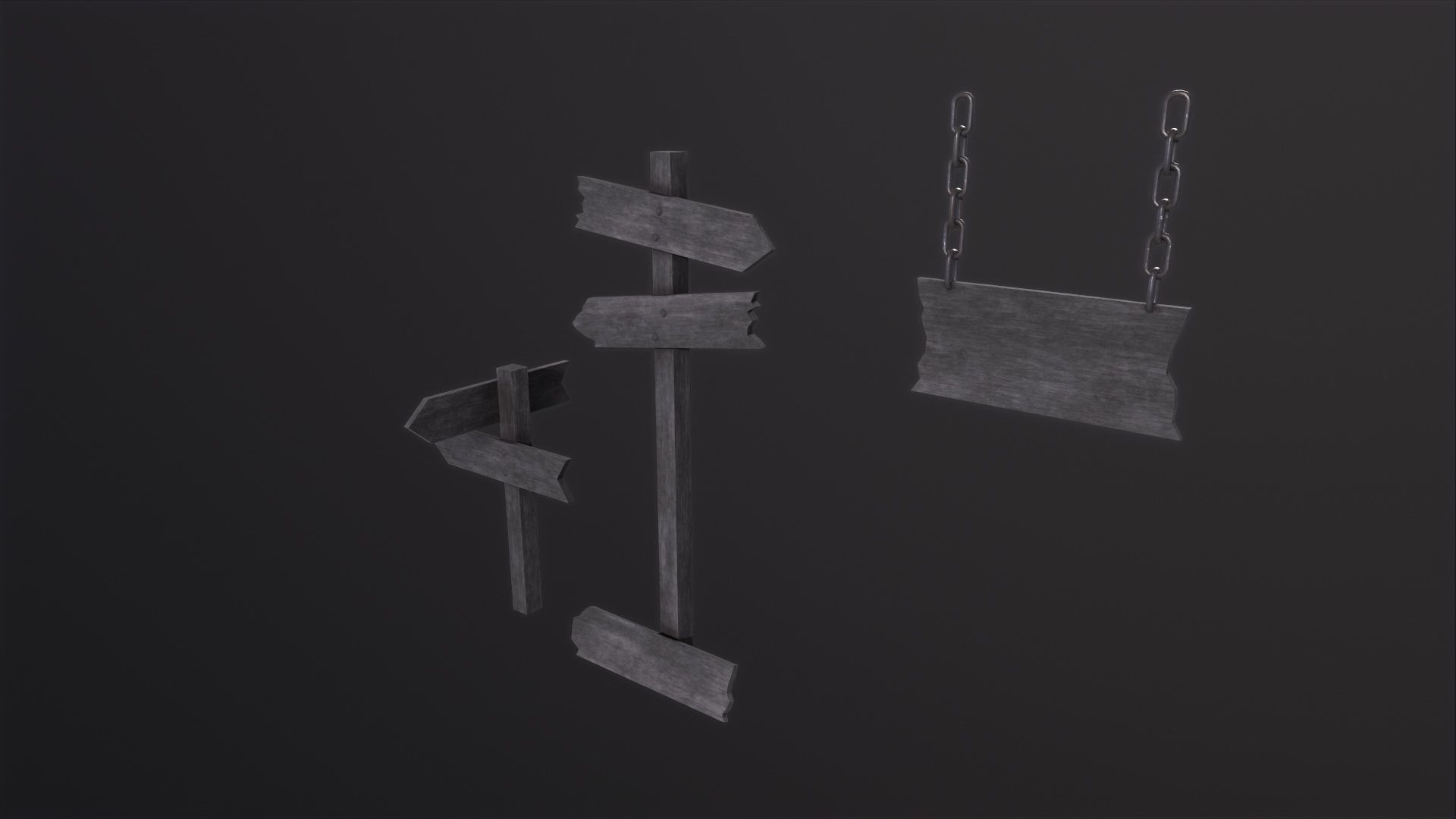 Old Wooden Signs 3D Model Low-poly 3D model_2