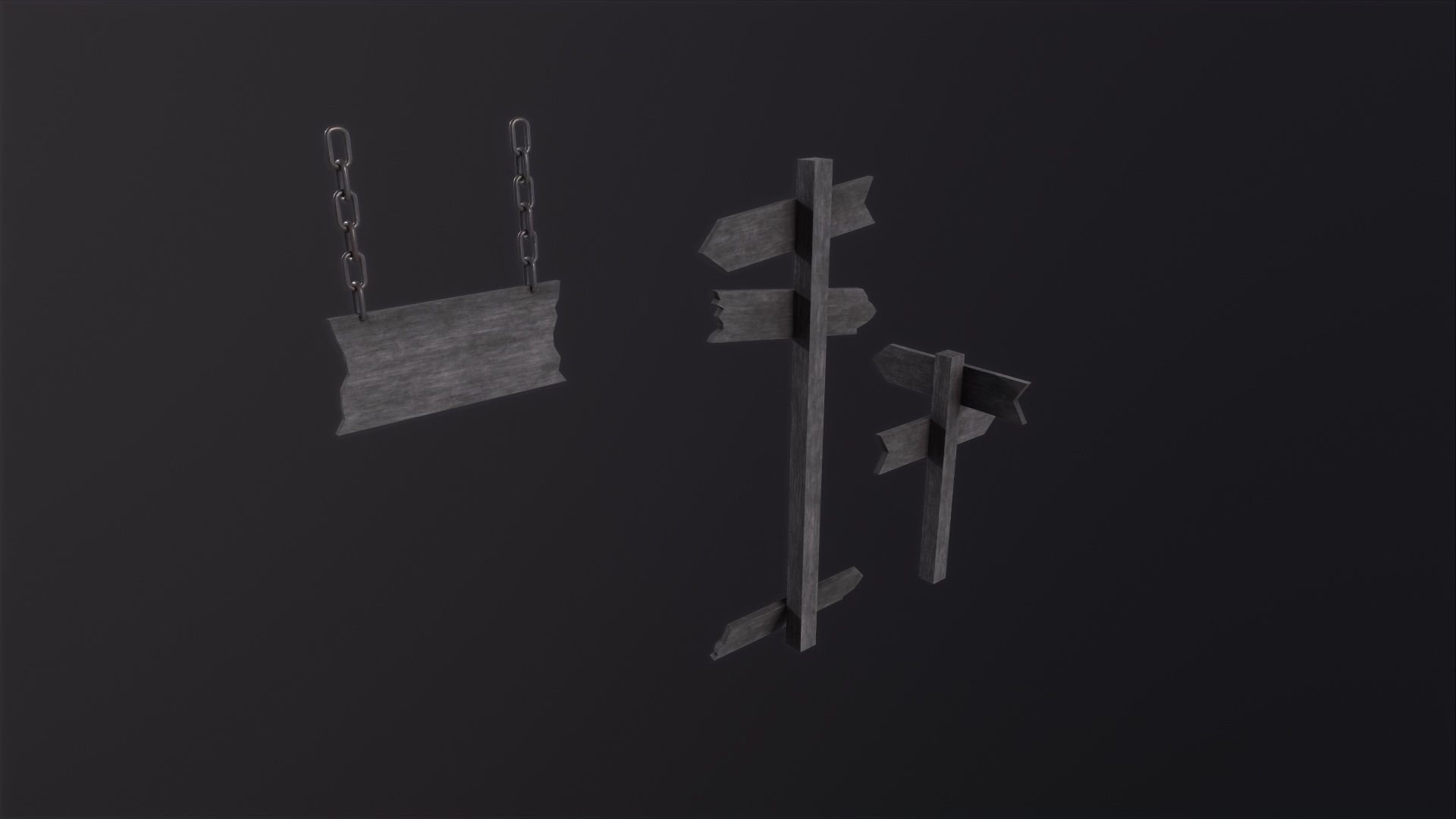 Old Wooden Signs 3D Model Low-poly 3D model_6