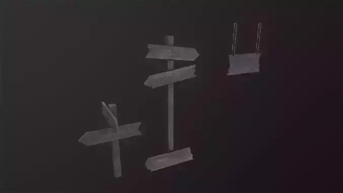 Old Wooden Signs 3D Model Low-poly 3D model