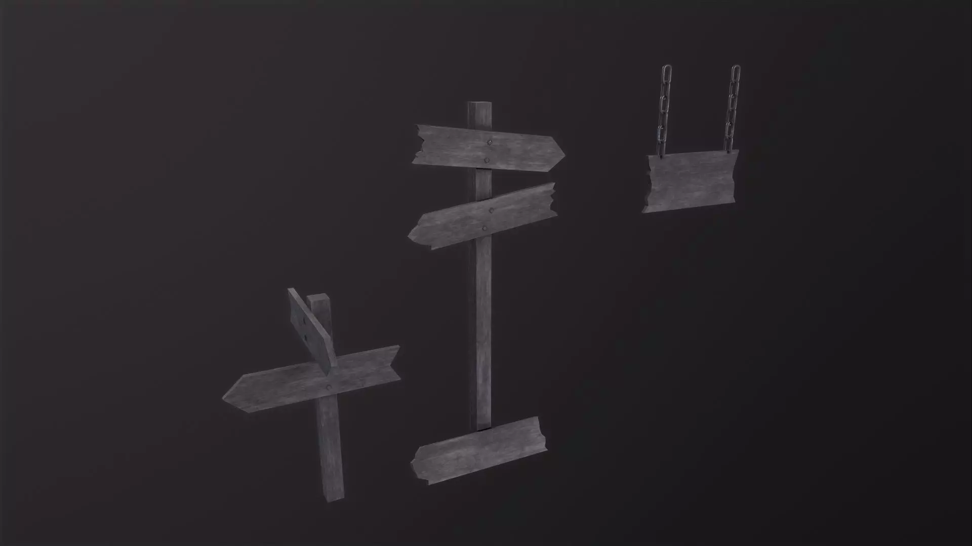 Old Wooden Signs 3D Model Low-poly 3D model_0