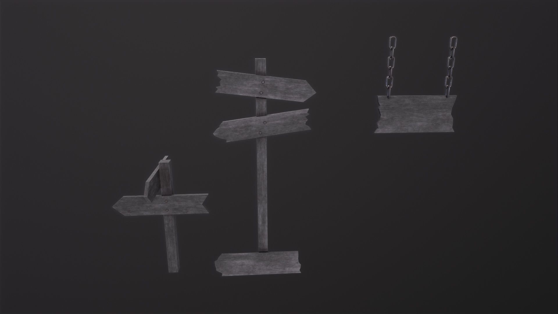 Old Wooden Signs 3D Model Low-poly 3D model_3