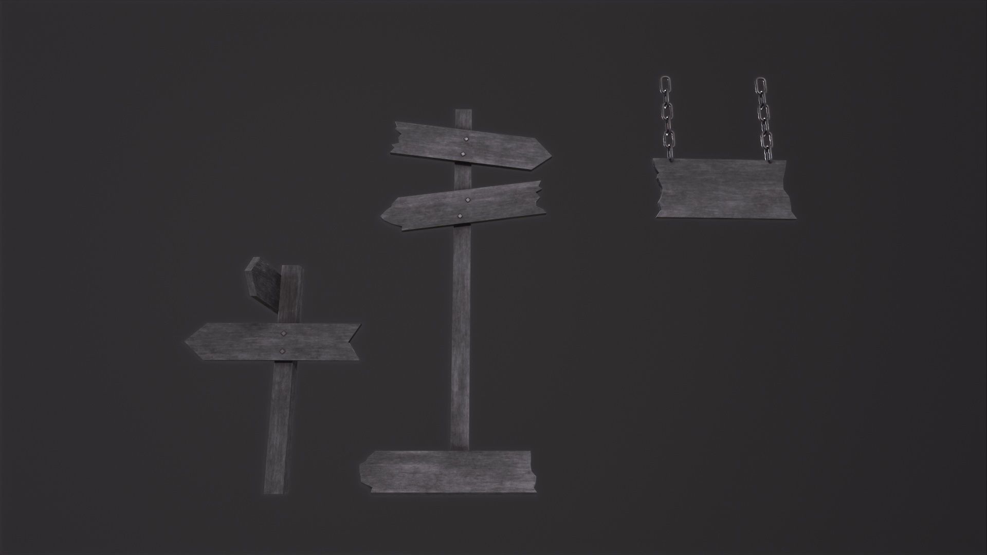 Old Wooden Signs 3D Model Low-poly 3D model_4