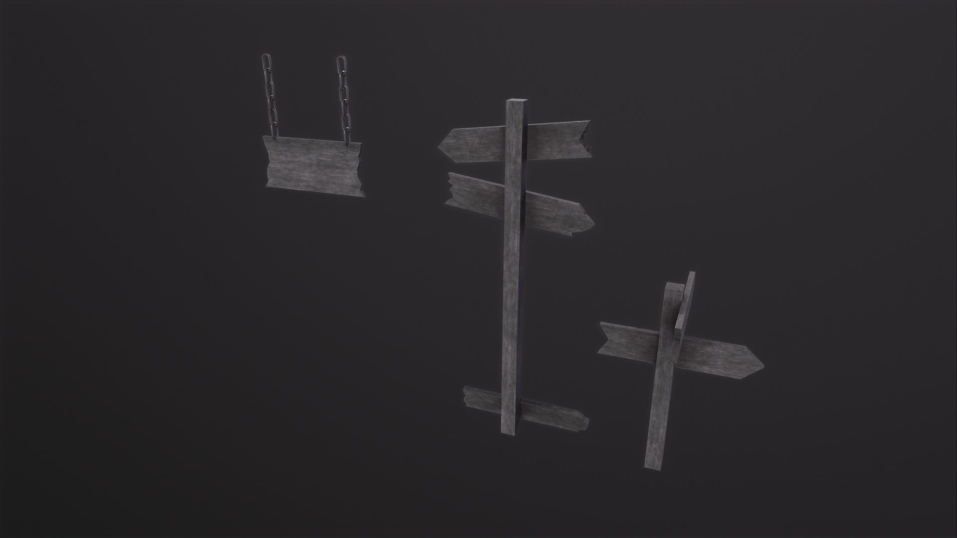 Old Wooden Signs 3D Model Low-poly 3D model_5
