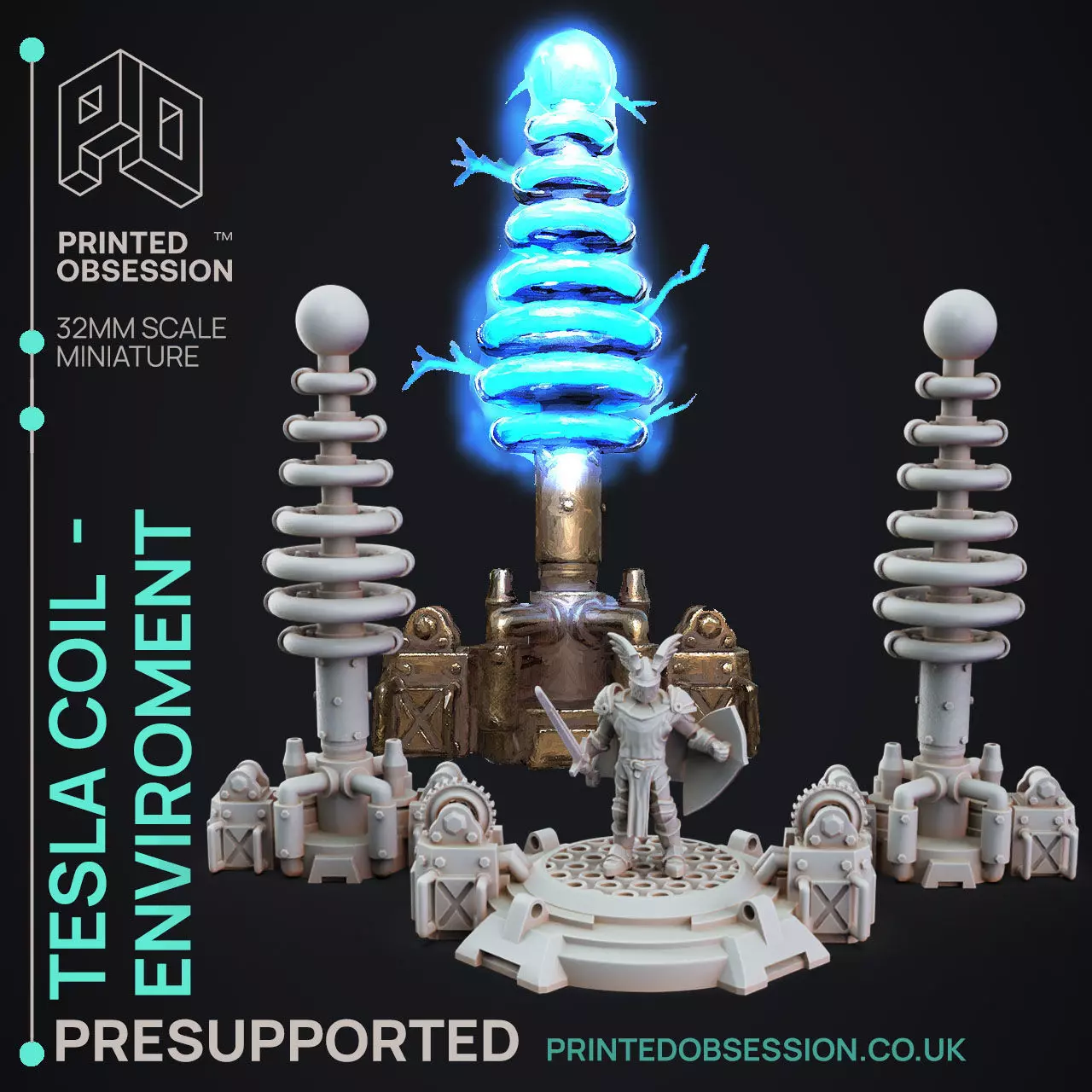 Tesla Coil - 3D Printable TTRPG - PRESUPPORTED - 32mm Scale 3D print model