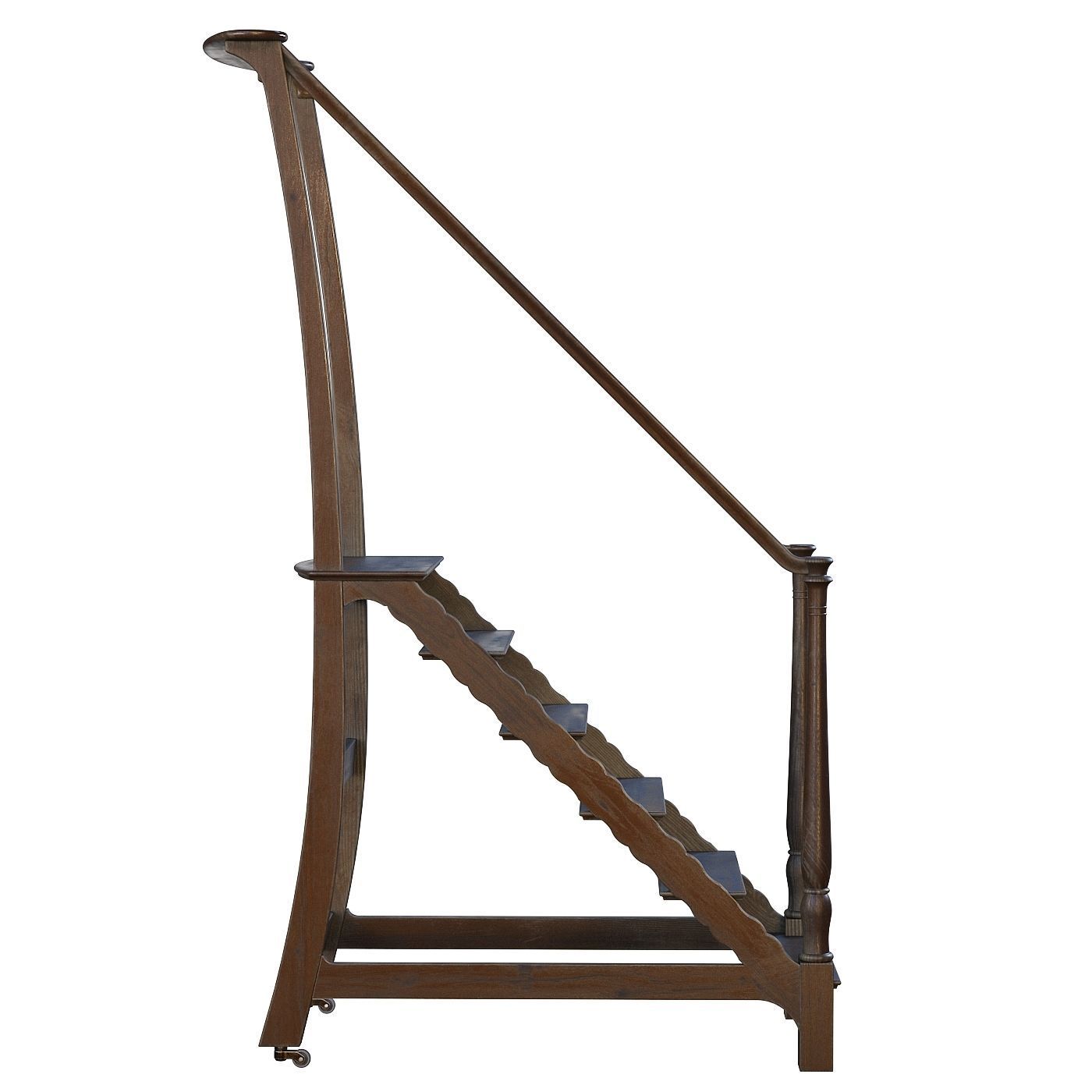 Vintage Library Ladder 3D model_1