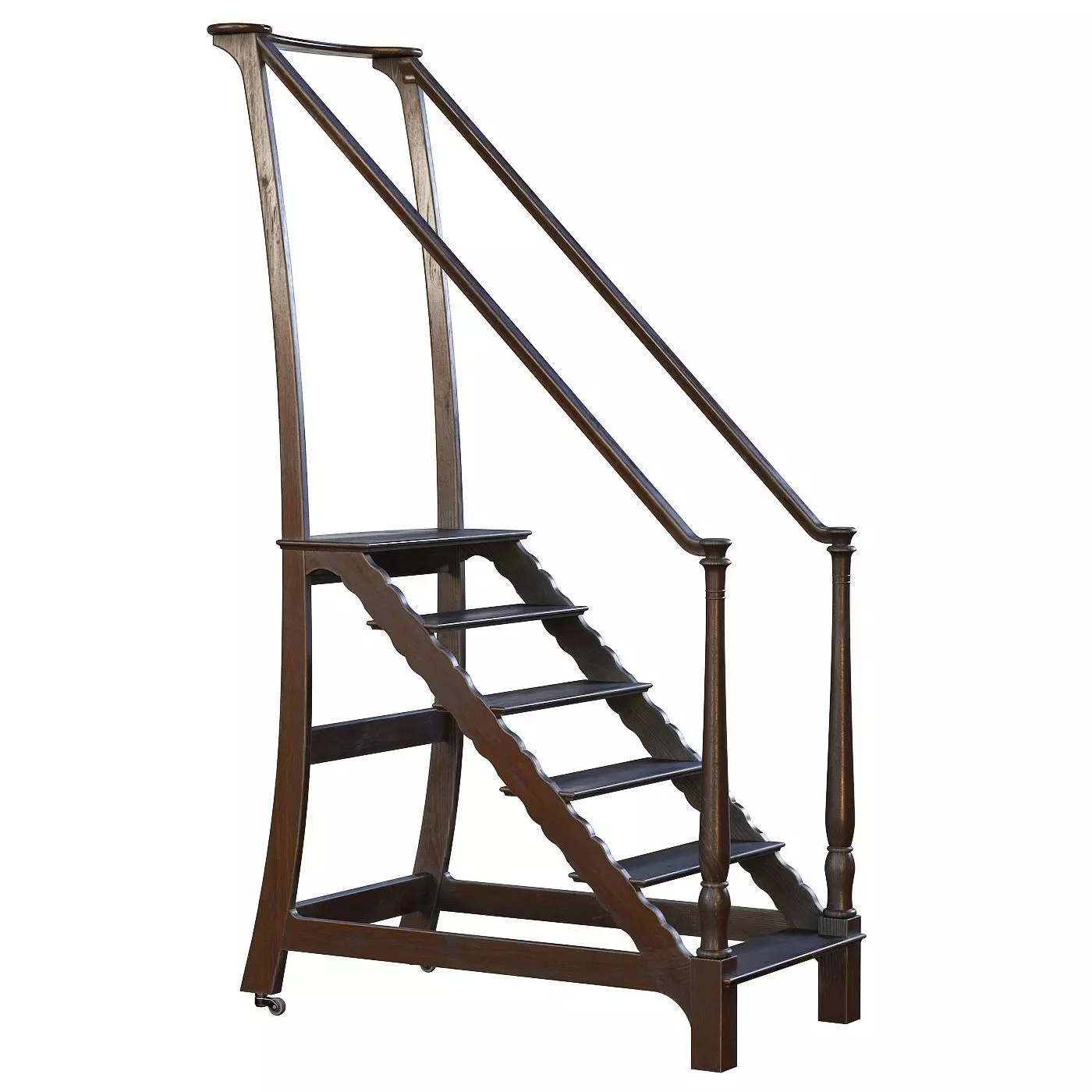 Vintage Library Ladder 3D model_0