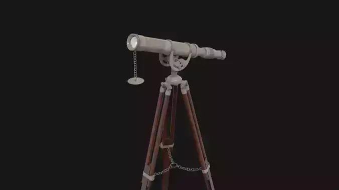Vintage Telescope Low-poly 3D model