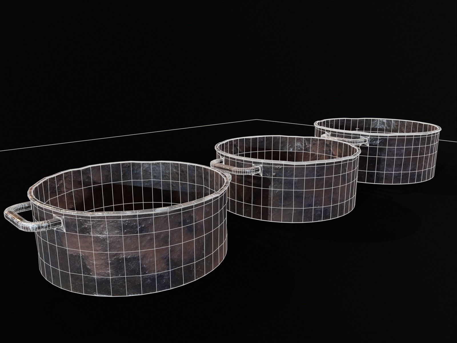 Camping Iron Pots Low-poly 3D model_15