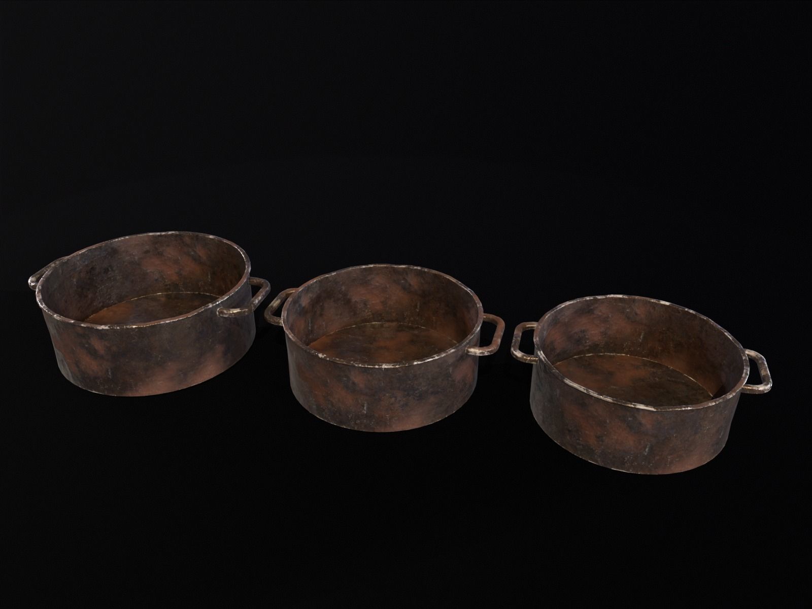 Camping Iron Pots Low-poly 3D model_6