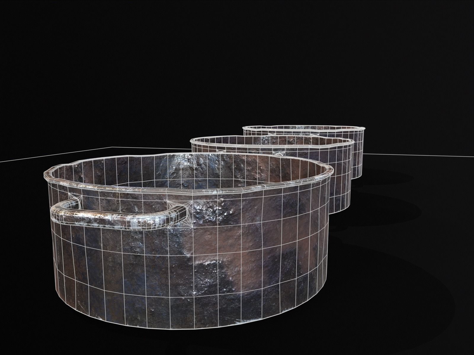 Camping Iron Pots Low-poly 3D model_11