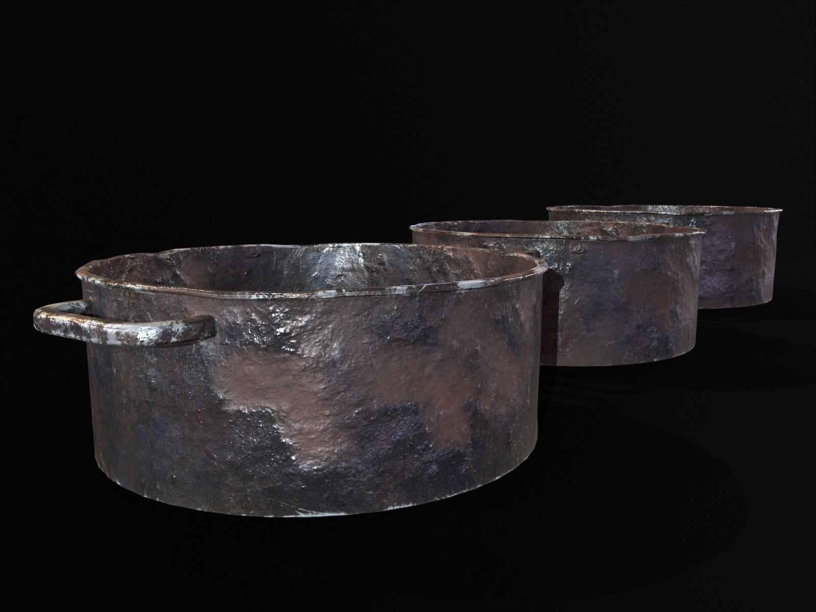 Camping Iron Pots Low-poly 3D model_12