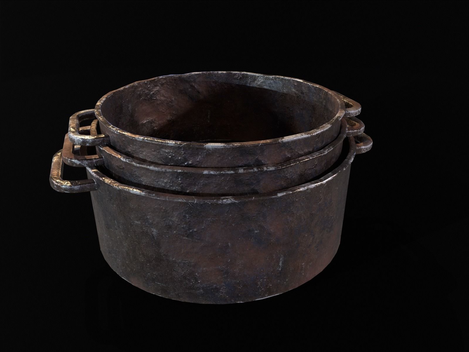 Camping Iron Pots Low-poly 3D model_18