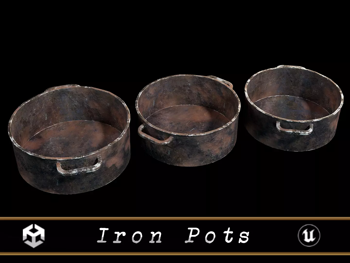 Camping Iron Pots Low-poly 3D model_0