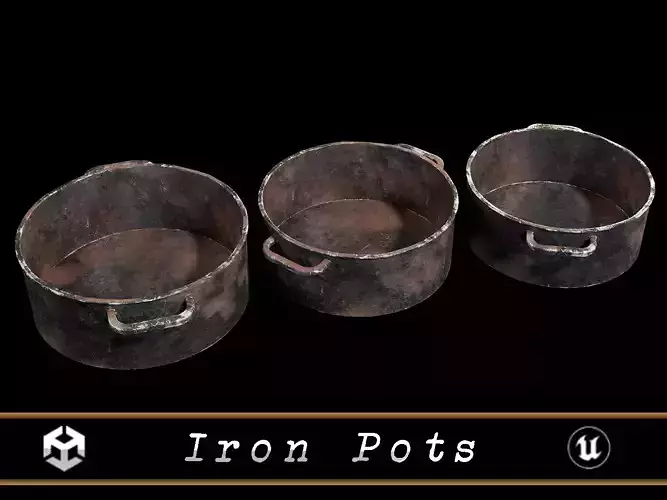 Camping Iron Pots Low-poly 3D model