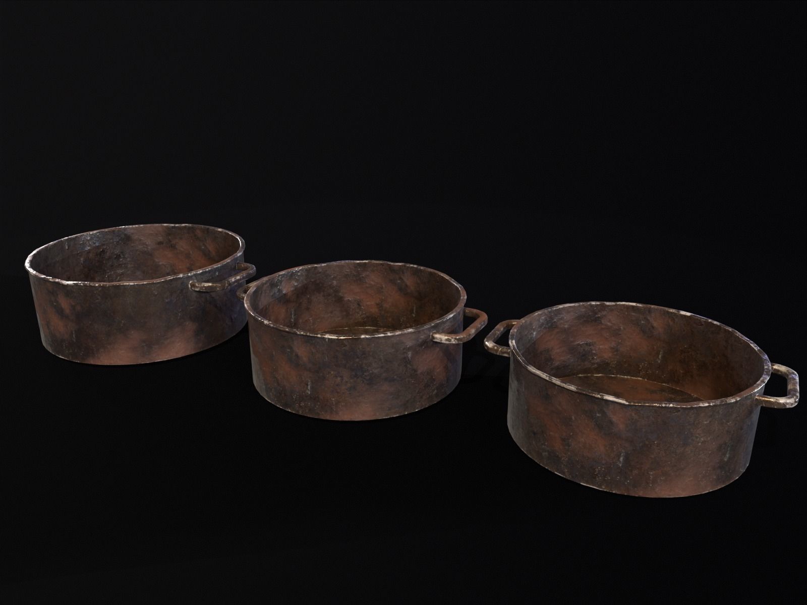 Camping Iron Pots Low-poly 3D model_8