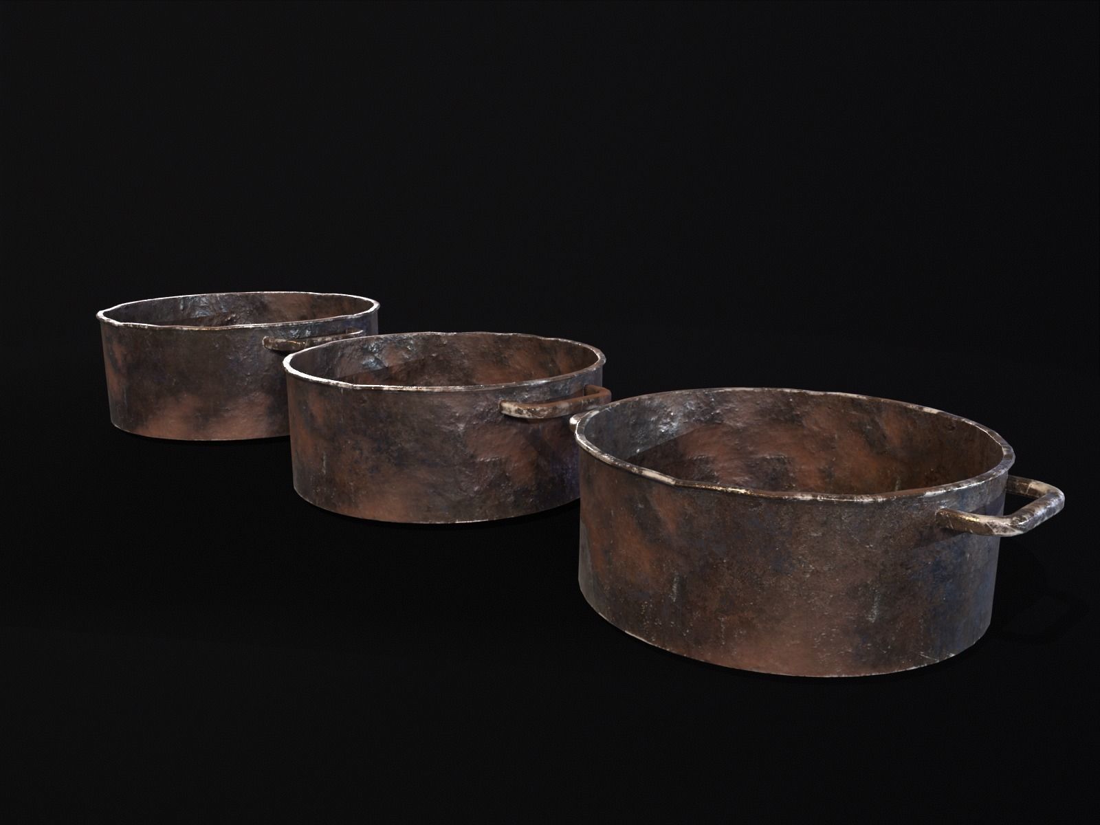 Camping Iron Pots Low-poly 3D model_4