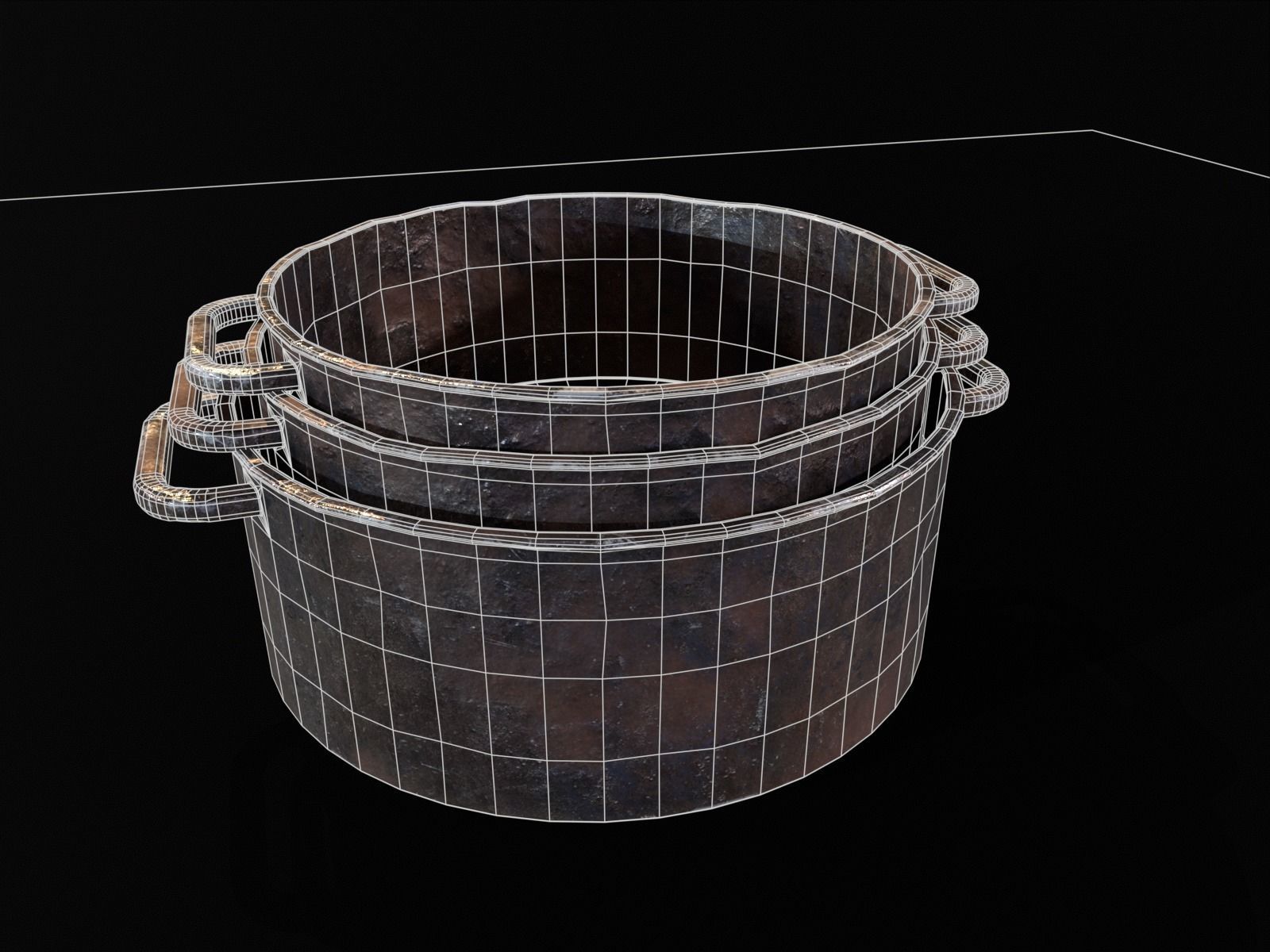 Camping Iron Pots Low-poly 3D model_19