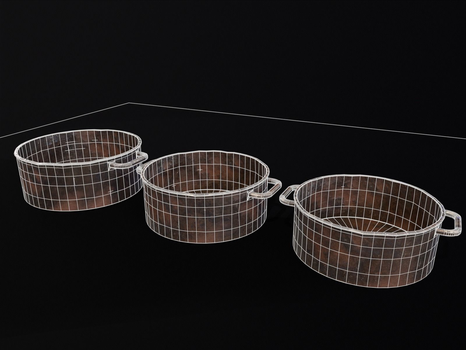 Camping Iron Pots Low-poly 3D model_9