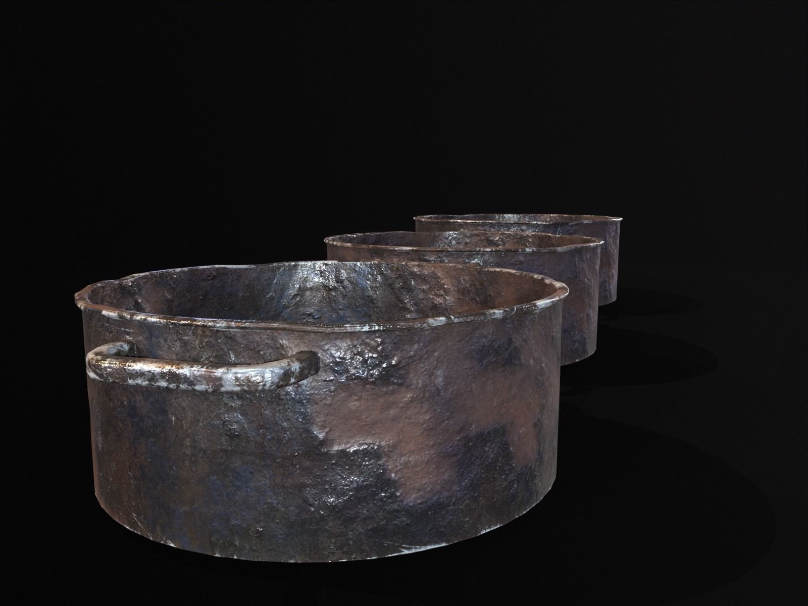 Camping Iron Pots Low-poly 3D model_10
