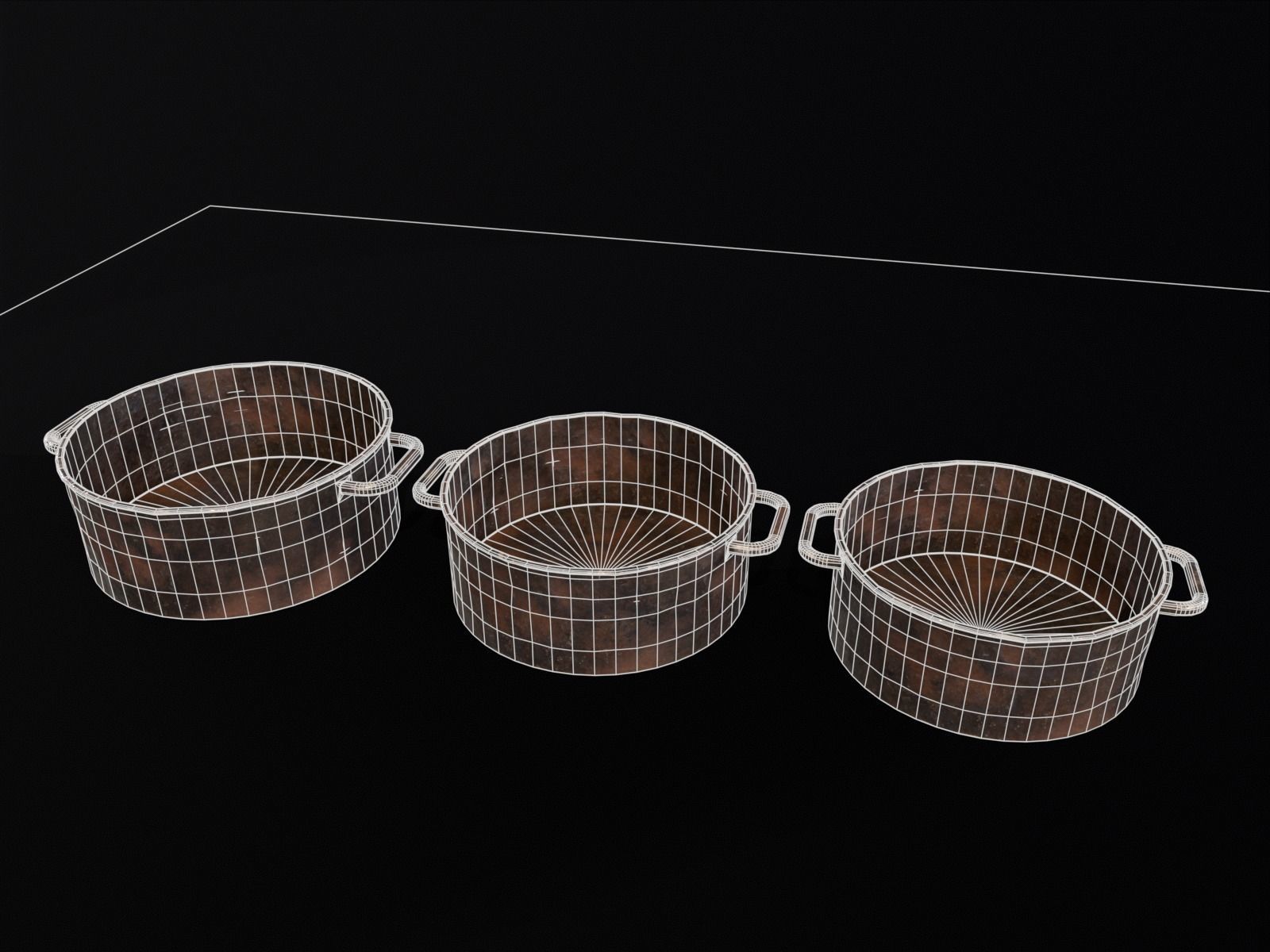 Camping Iron Pots Low-poly 3D model_7