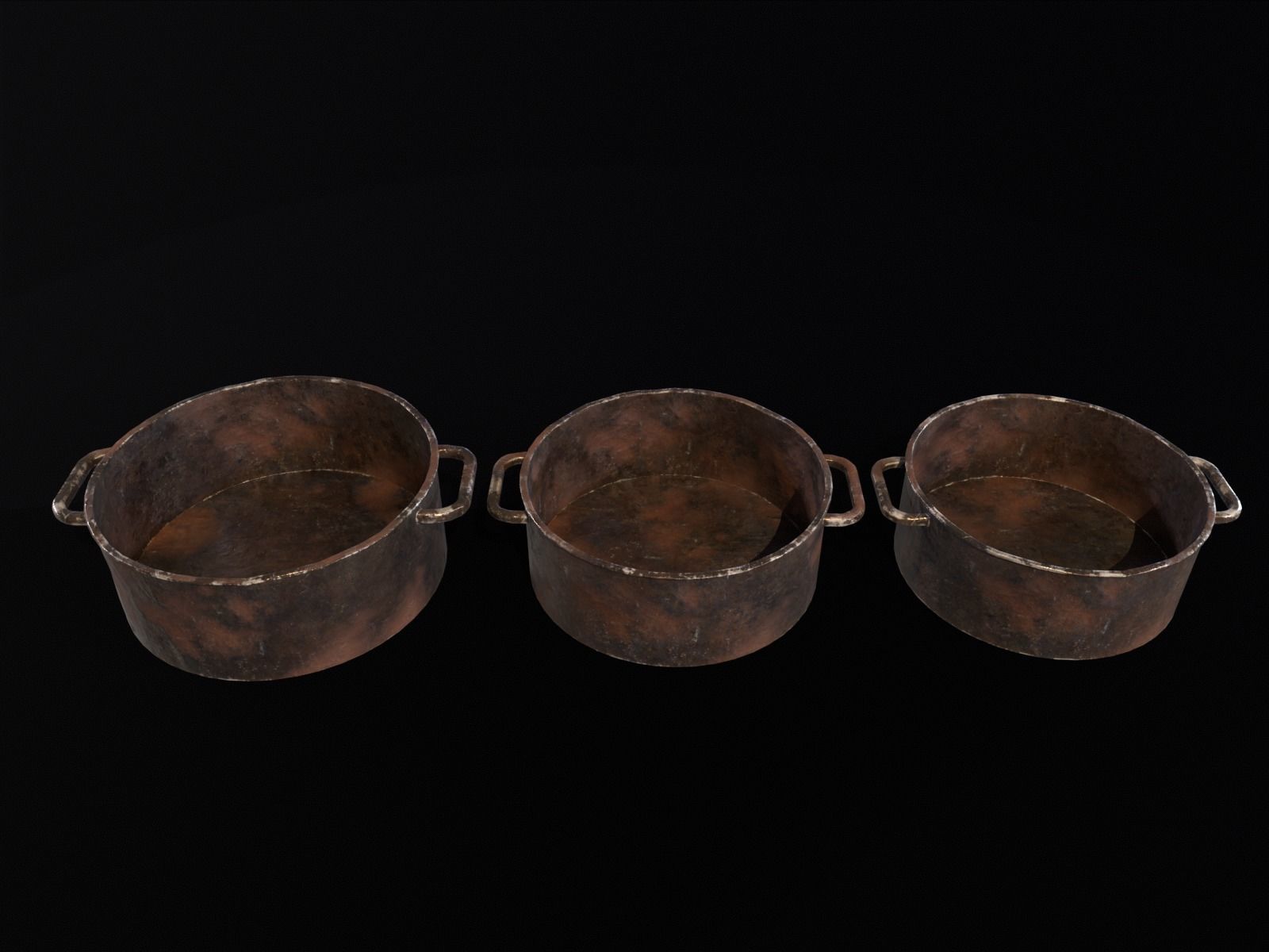 Camping Iron Pots Low-poly 3D model_2