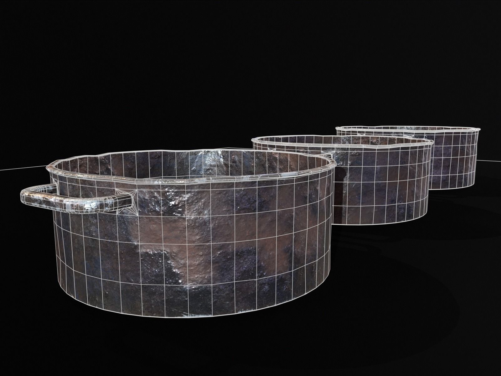 Camping Iron Pots Low-poly 3D model_13