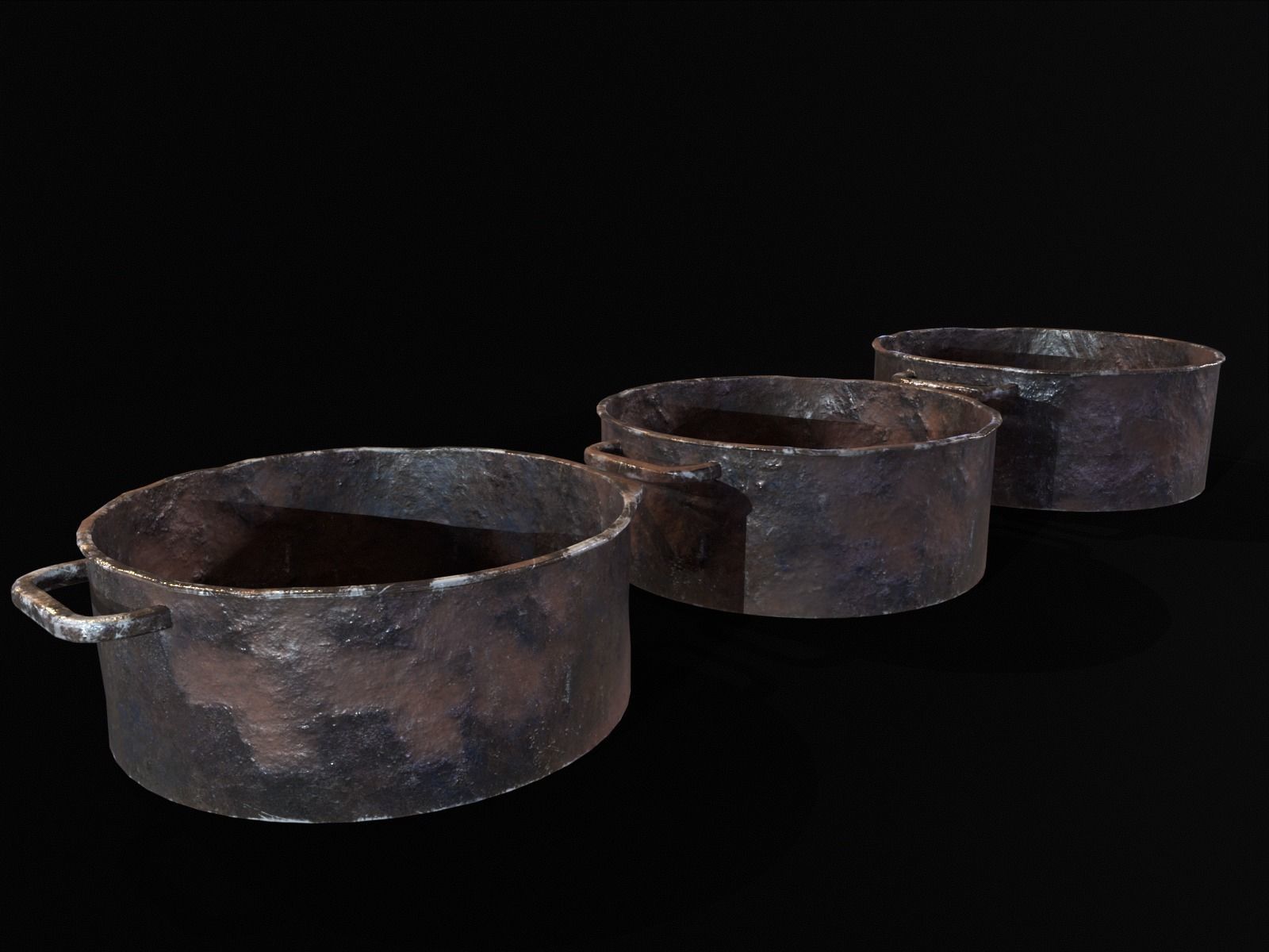 Camping Iron Pots Low-poly 3D model_14