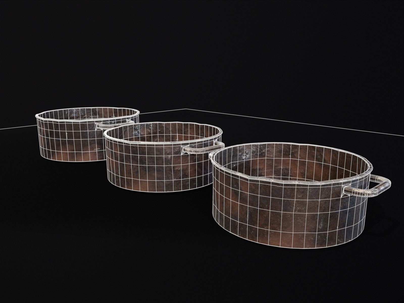 Camping Iron Pots Low-poly 3D model_5