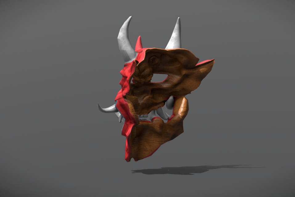 Japan Oni Mask Hannya Mask  Samurai Mask 3D model Low-poly 3D model_10