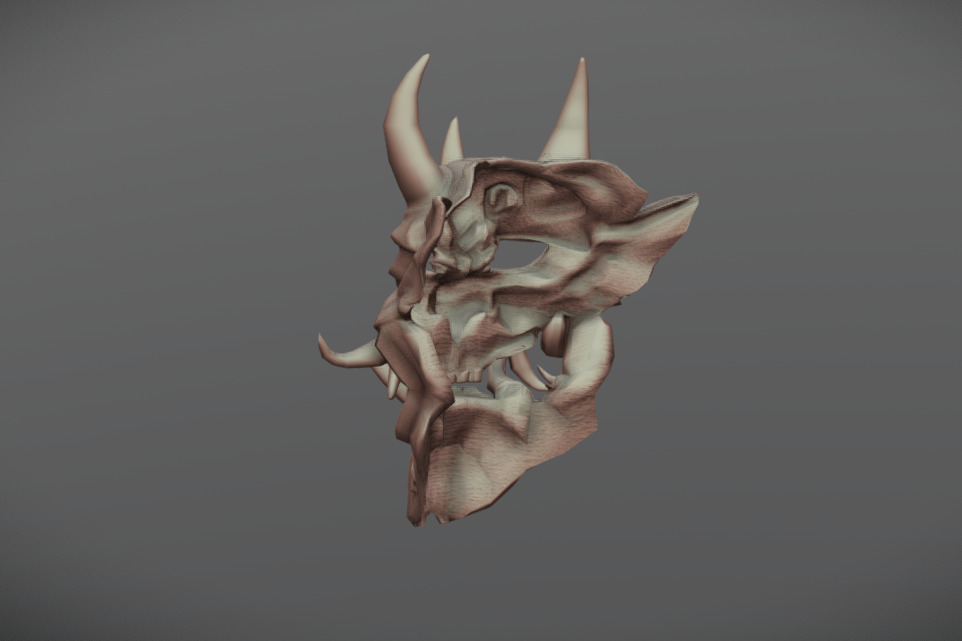 Japan Oni Mask Hannya Mask  Samurai Mask 3D model Low-poly 3D model_12