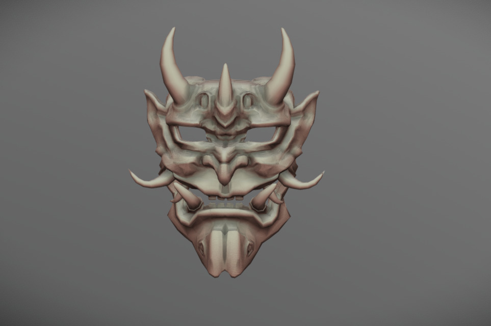 Japan Oni Mask Hannya Mask  Samurai Mask 3D model Low-poly 3D model_3