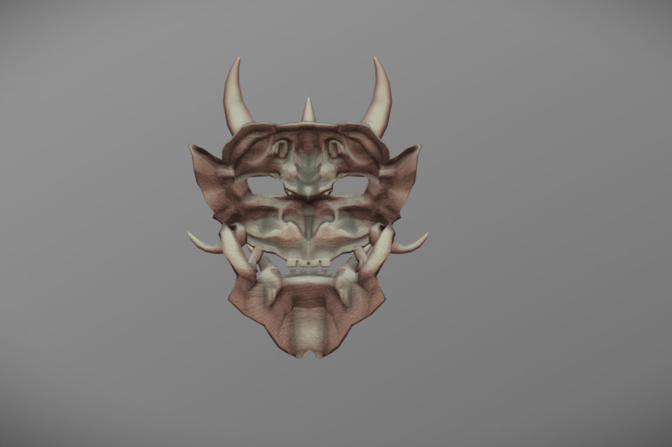 Japan Oni Mask Hannya Mask  Samurai Mask 3D model Low-poly 3D model_15