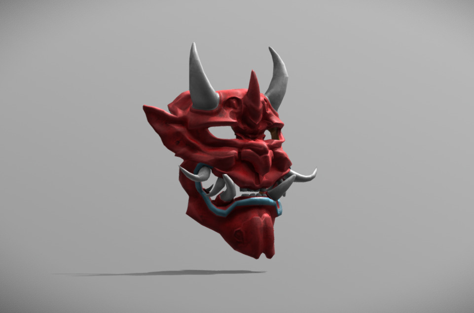 Japan Oni Mask Hannya Mask  Samurai Mask 3D model Low-poly 3D model_22
