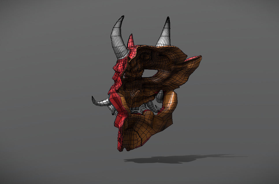 Japan Oni Mask Hannya Mask  Samurai Mask 3D model Low-poly 3D model_11