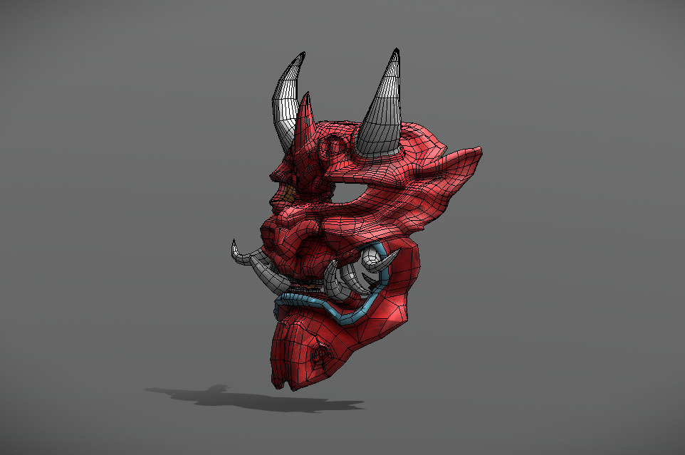 Japan Oni Mask Hannya Mask  Samurai Mask 3D model Low-poly 3D model_5