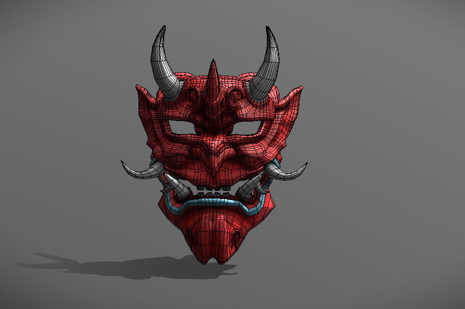 Japan Oni Mask Hannya Mask  Samurai Mask 3D model Low-poly 3D model_2