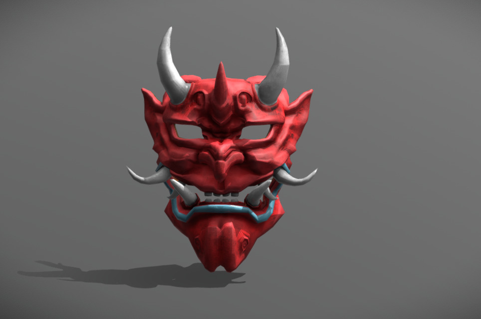 Japan Oni Mask Hannya Mask  Samurai Mask 3D model Low-poly 3D model_1