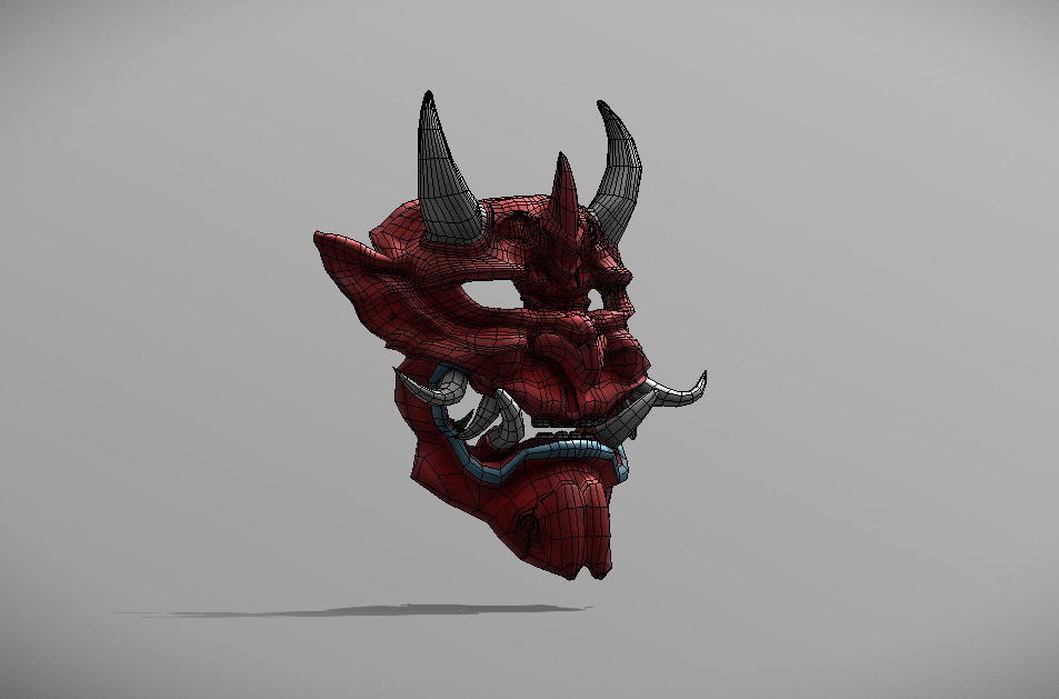 Japan Oni Mask Hannya Mask  Samurai Mask 3D model Low-poly 3D model_23