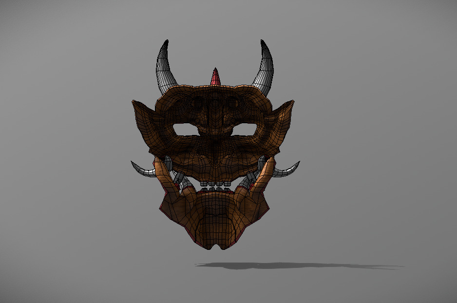 Japan Oni Mask Hannya Mask  Samurai Mask 3D model Low-poly 3D model_14