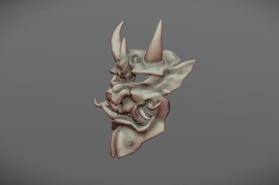 Japan Oni Mask Hannya Mask  Samurai Mask 3D model Low-poly 3D model_6