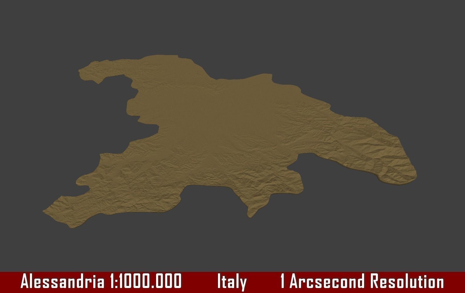 Italy 3D Map of Alessandria Provice 1 to 1000000 3D print model_3