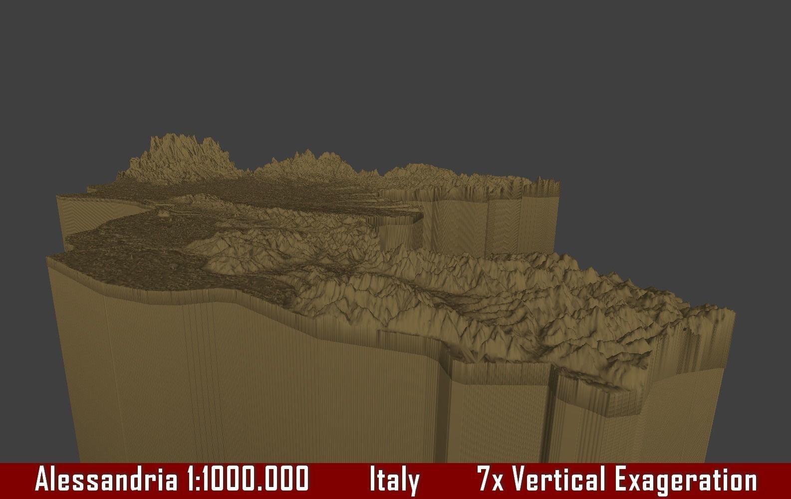Italy 3D Map of Alessandria Provice 1 to 1000000 3D print model_1