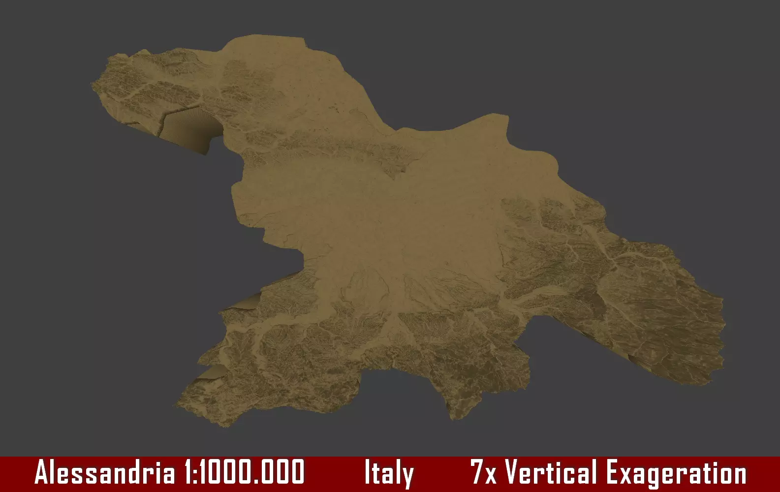 Italy 3D Map of Alessandria Provice 1 to 1000000 3D print model_0